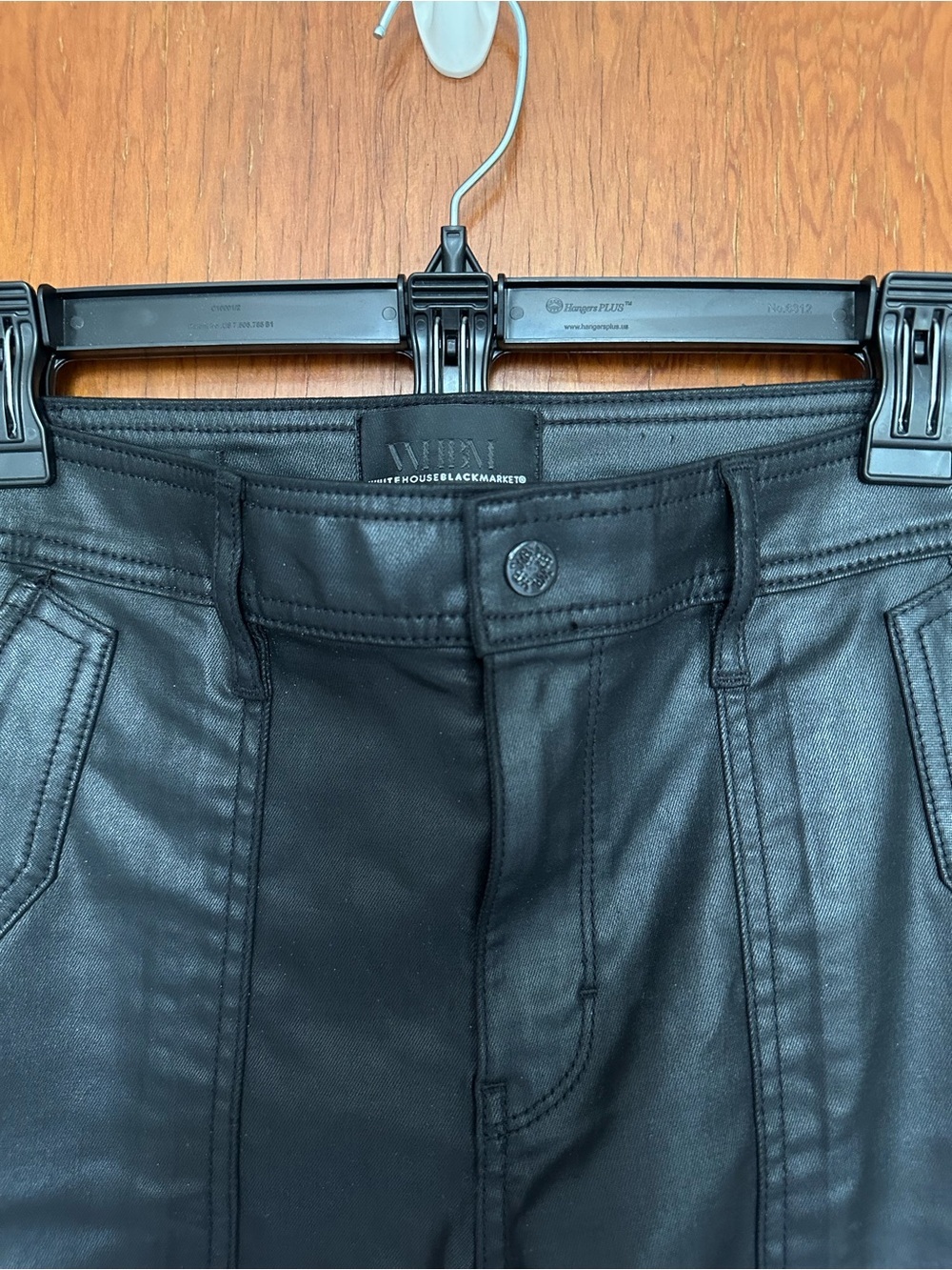 White House black market mid-rise tapered ankle coated black denim pants size 8 - Picture 3 of 7